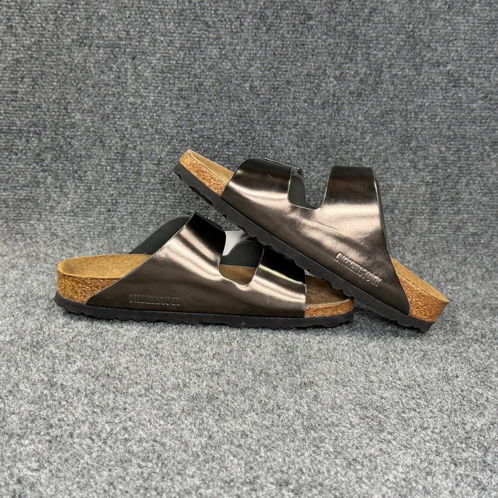 Birkenstock Arizona Soft Footbed Sandal Women 6 Metallic Anthracite Buckle Slide - Picture 7 of 11
